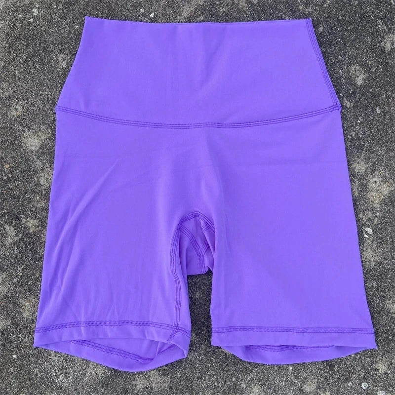 Solid Color Women Fitness Sports Short High Waist Yoga Short Leg Cycling Comprehensive Training Jog Squat Proof Internal Pocket - Matrix Studios