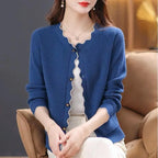 Autumn Winter 2024 Fashion Solid Color Women Knitted Cardigan Sweater Jacket Elegant Versatile Comfortable Ladies Tops - Matrix Studios