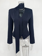 Tossy 3 Piece-Set Female Suit Mini Skirt Elegant Striped Commute Patchwork Fashion Luxury V-Neck Party Looks For Women Suit Sets - Matrix-studios.com