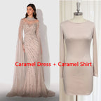 Eshaut&bridal Luxury Beaded Evening Dress Cape Sleeve Dubai Sheer Neck Mermaid Formal Prom Wedding Party Gown Customized 2026 - Matrix Studios