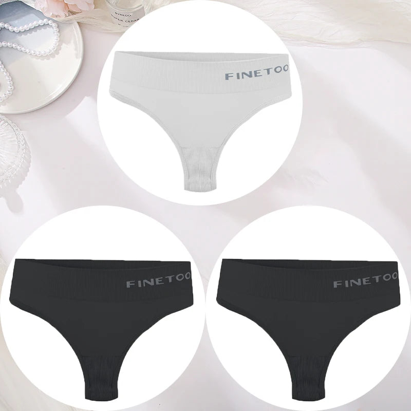 3PCS/Set Women's Panties Sexy Underwear FINETOO Large Size Thong Women Seamless Panties High Waist Girls Thongs M-2XL - Matrix Studios