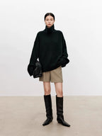 Thickened turtleneck 100% pure cashmere sweater women's loose lazy knit silhouette sweater European products - Matrix Studios