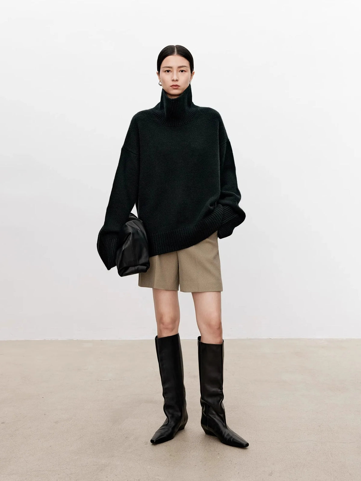 Thickened turtleneck 100% pure cashmere sweater women's loose lazy knit silhouette sweater European products - Matrix Studios