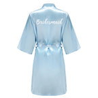 Blue Women Bathrobe White Letter Bride Bridesmaid Mother Maid of Honor Get Ready Bridal Party Robes Gifts Dressing Gown - Matrix-studios.com
