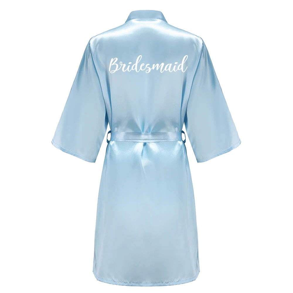 Blue Women Bathrobe White Letter Bride Bridesmaid Mother Maid of Honor Get Ready Bridal Party Robes Gifts Dressing Gown - Matrix-studios.com