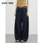 CHIC VEN Women's Jeans Loose Casual New High Waist Split Female Wide Leg Denim Pants  Spring Autumn 2025 - Matrix-studios.com