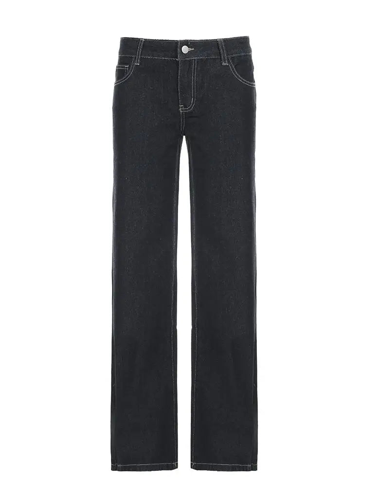 Women's Slim Fit Flared Jeans Y2K Vintage Low Rise Stretch Denim Pants with Embroidery Distressed Style for Everyday Outfits - Matrix-studios.com