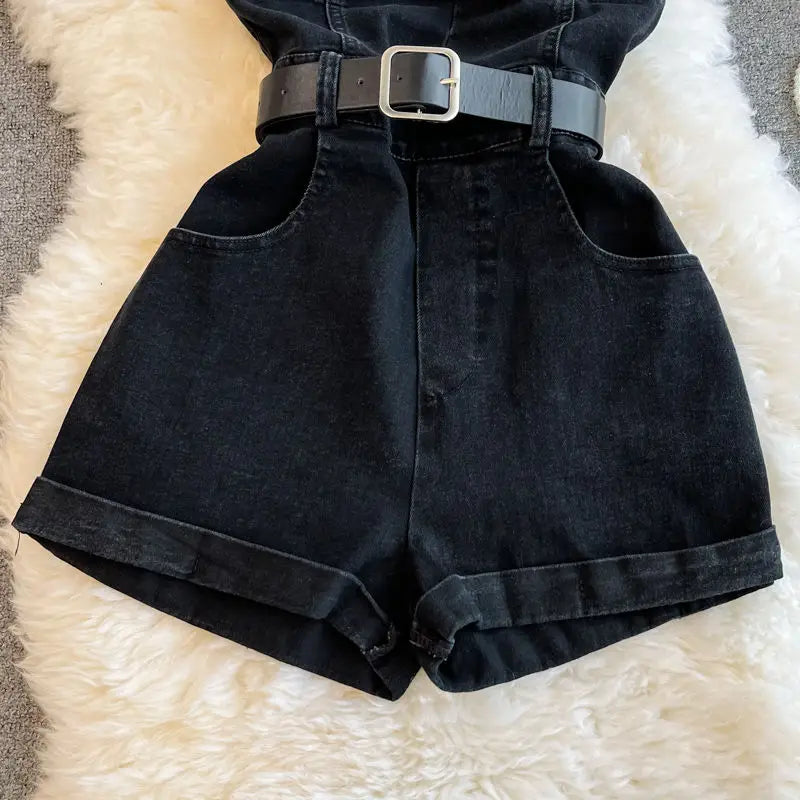 Summer Rompers Women Jeans Jumpsuit off shoulder 2022 Loose Casual Denim Rompers Womens Jumpsuits Wide Leg Casual Denim Overalls - Matrix Studios