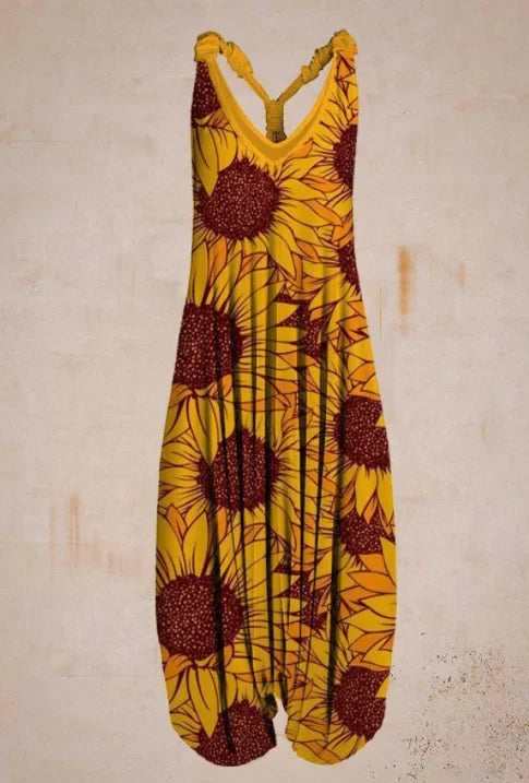 Wide Leg Bohemian Loose Overall Jumpsuit Ethnic Mandala Vintage Paisley Printing Women Rompers Backless Harem Bloomers Playsuit - Matrix Studios