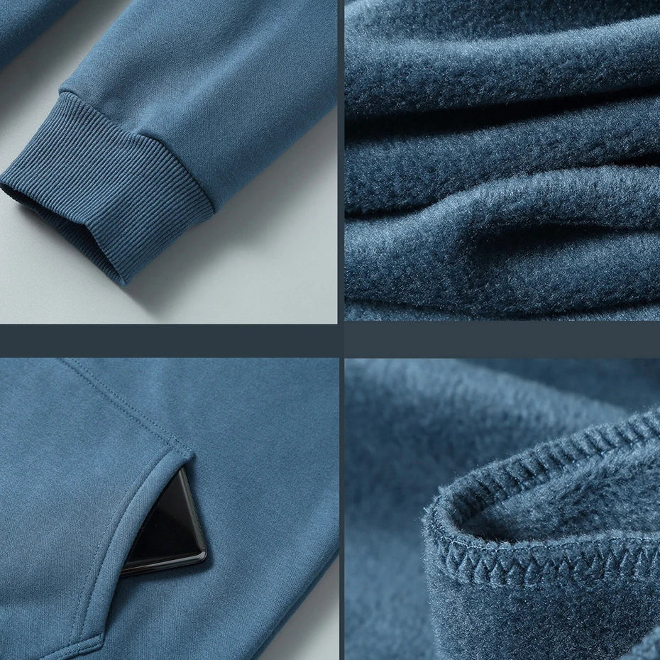 Plus Size 10XL 12XL Hoodie Men Autumn Winter Fleece Hoodies Solid Color Jacket Hoodies Big Size 12XL Blue Black Red Grey - Matrix Studios