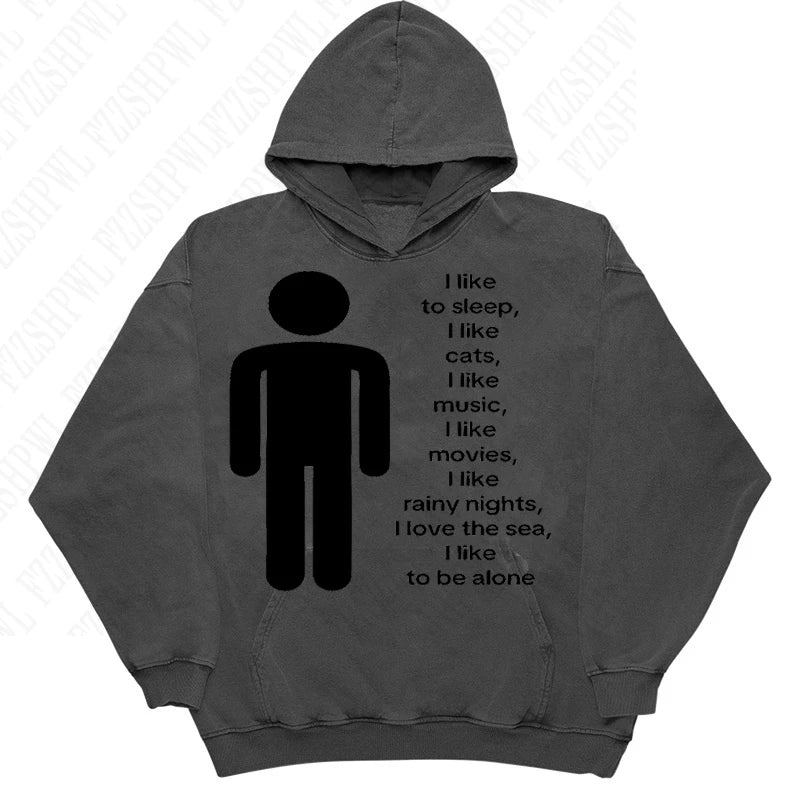 American y2k Harajuku street vintage trend autumn and winter, unique hip-hop punk print for both men and women, pullover hoodie
