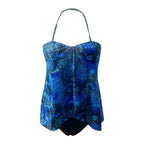 2024 New Split Swimsuit Women'S Printing Square Corner Tankini Swimwear Bathing Suit Halter Bikini Top Athletic Swim Pants - Matrix-studios.com