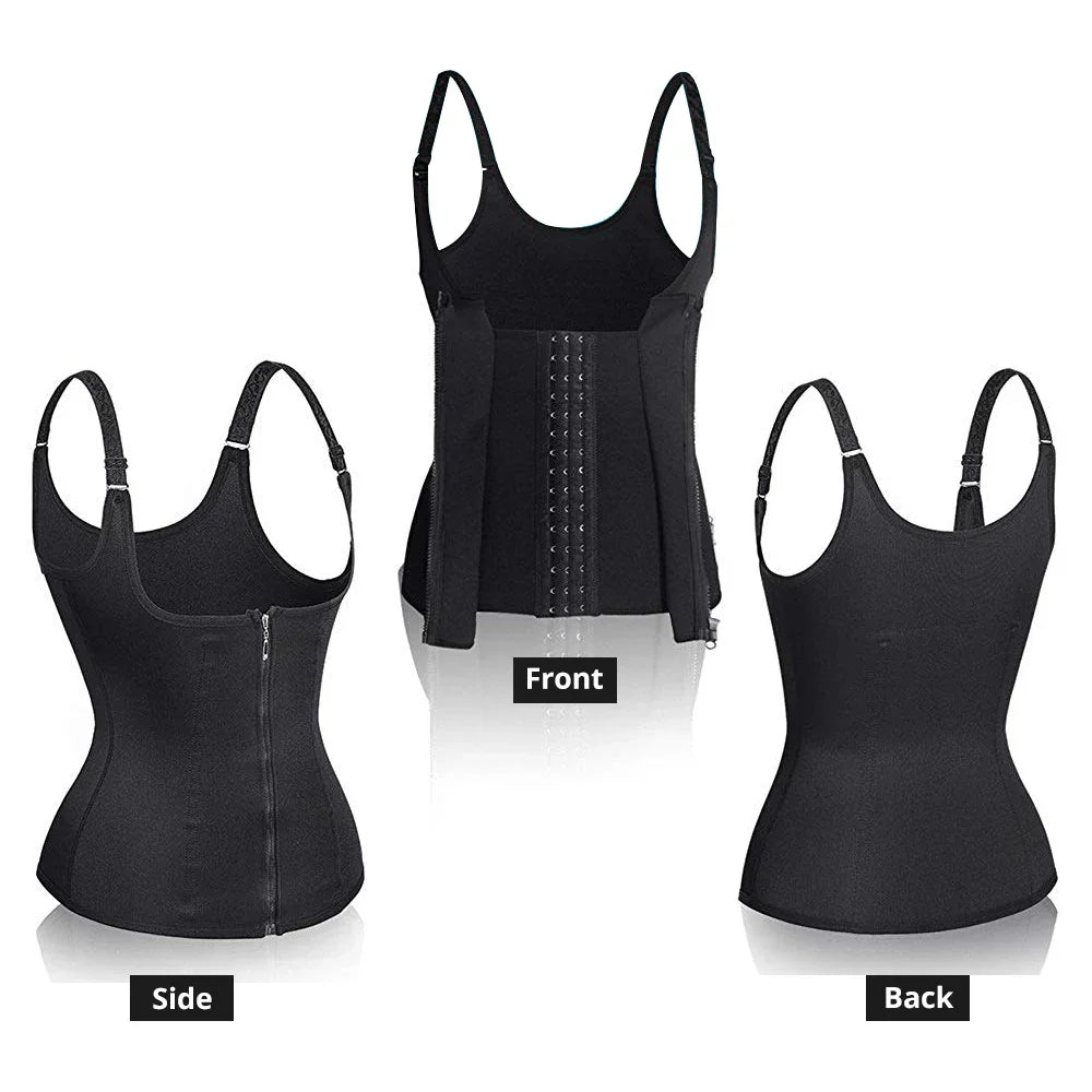 Waist Trainer Tank Top For Women Zipper Body Shaper Tummy Control Sleeveless Top, Women's Activewear Body Shaping Underwear - Matrix-studios.com