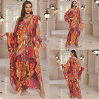 Kaftan Dresses for Women Wave Neck Swimsuit Cover Up Caftan Dress Plus Size Oversized Long Beach Dress - Matrix Studios