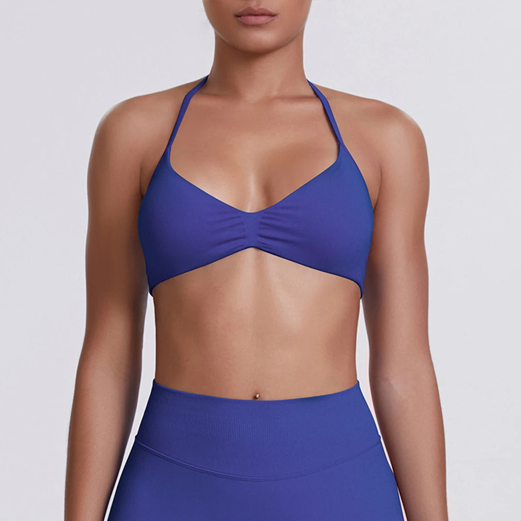 Sexy Neck Strap Bra for Woman Summer Breathable Backless Yoga Bra Women Fitness Solid Color Yoga Sports Bra Workout Top - Matrix-studios.com