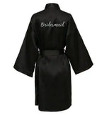 Satin Silk Robe Bride Robe Women Wedding Robe Bridesmaid Robes Dressing Bridal Robes Black - Matrix-studios.com