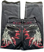 Y2K New Retro Centipede Embroidery Pattern Washed Oversized Wide-Leg Pants Street Gothic Harajuku Floor Pants For Men and Women - Matrix Studios