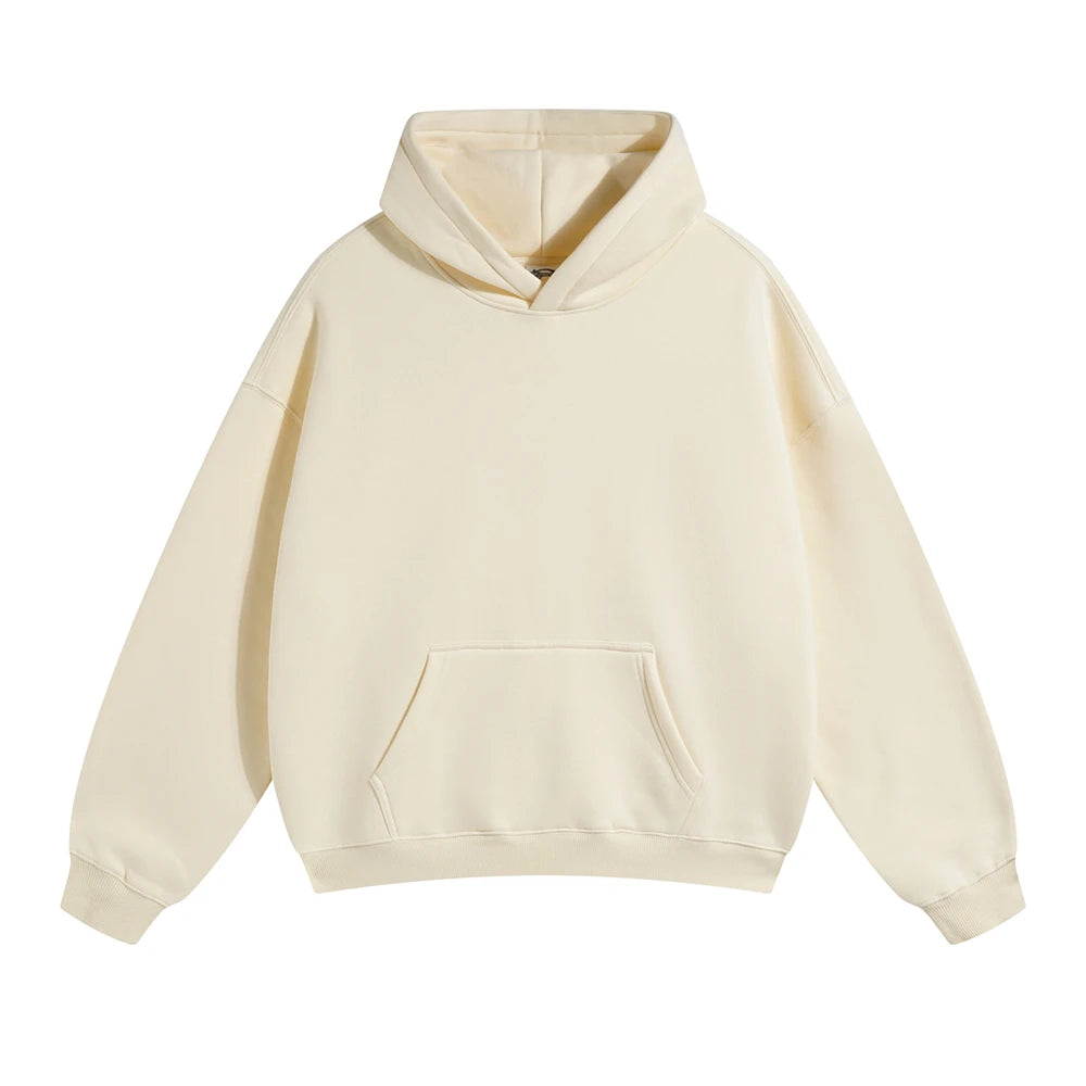 ZODF New Thick 350gsm Fleece Hooded Hoodies For Men Unisex Winter Oversized Loose Basic Solid Sweatshirts Pullovers Coats HY0631 - Matrix Studios