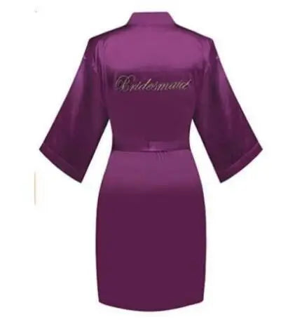Bride Bridesmaid Wedding Robe Embroidery Kimono Bathrobe Gown Nightgown Casual Satin Short Women Sexy Nightwear Sleepwear - Matrix-studios.com