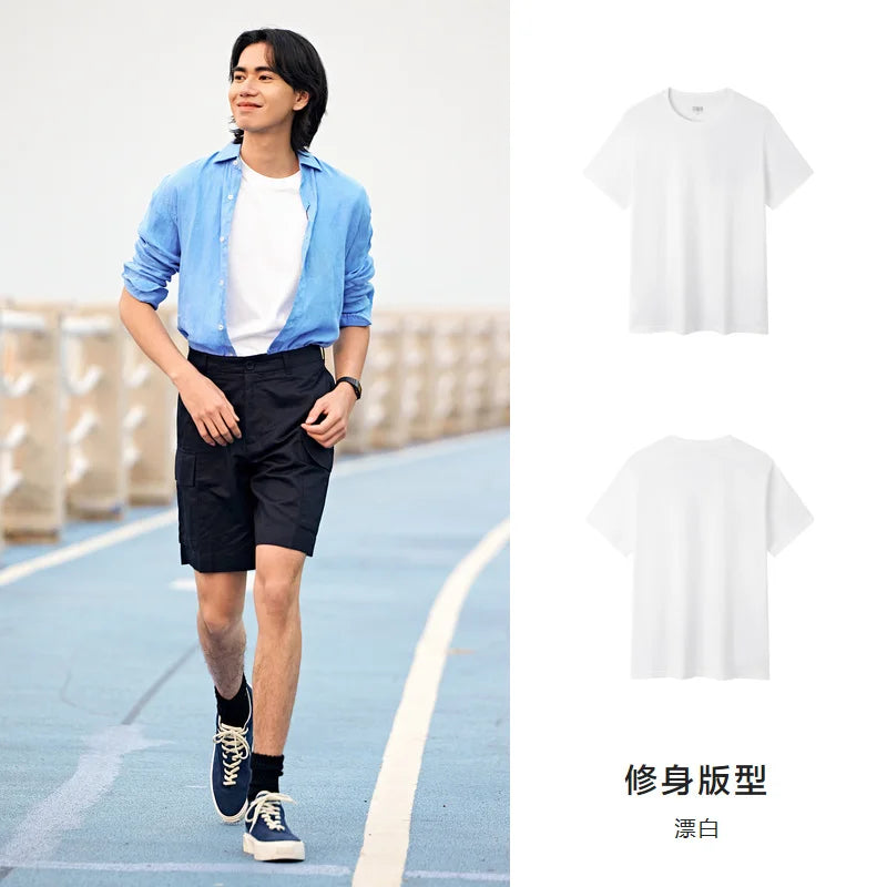 Semir Short Sleeve Men T-Shirt Cotton 2026 Summer New Man Clothing Thin And Versatile T Shirt Couples Solid Color Tops - Matrix Studios