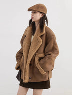 CHIC VEN Women Faux Leather Coat Single Breasted Loose Casual New Motorcycle Suit Suede Fur Jacket Female Top Autumn Winter 2025 - Matrix Studios