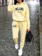 MILANO Pants Sets for Women Clothing High quality Sweatshirt Sweatpant Hoodie Suit 2 Piece Autumn Winter Outfits Woman Tracksuit - Matrix-studios.com