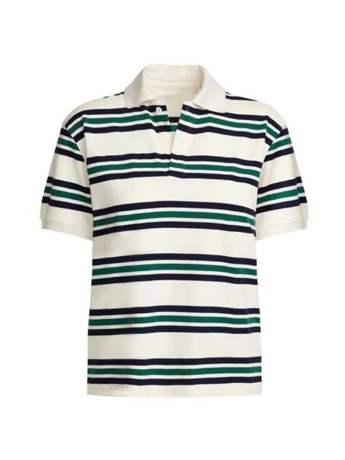 Summer Polo Shirts Woman Long Sleeve Crop Top Color Block Green Stripe Print Polo Shirts Mujer Casual Tops Striped Brown Autumn - Matrix-studios.com