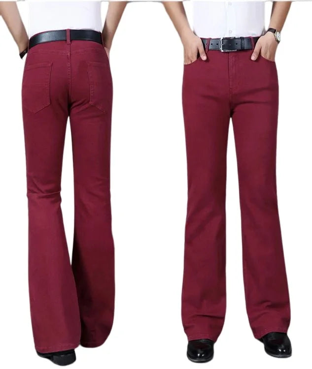 Men's Flare Jeans Mid-Rise Elastic Flare Jeans Fashion Men Flare Jeans Men's Denim Pants Multiple Color Size 26-40 - Matrix Studios