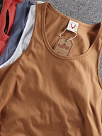 Summer New American Sleeveless O-neck Solid Color T-shirt Men's Fashion 100% Cotton Washed Casual Sports Fitness Basketball Vest - Matrix Studios