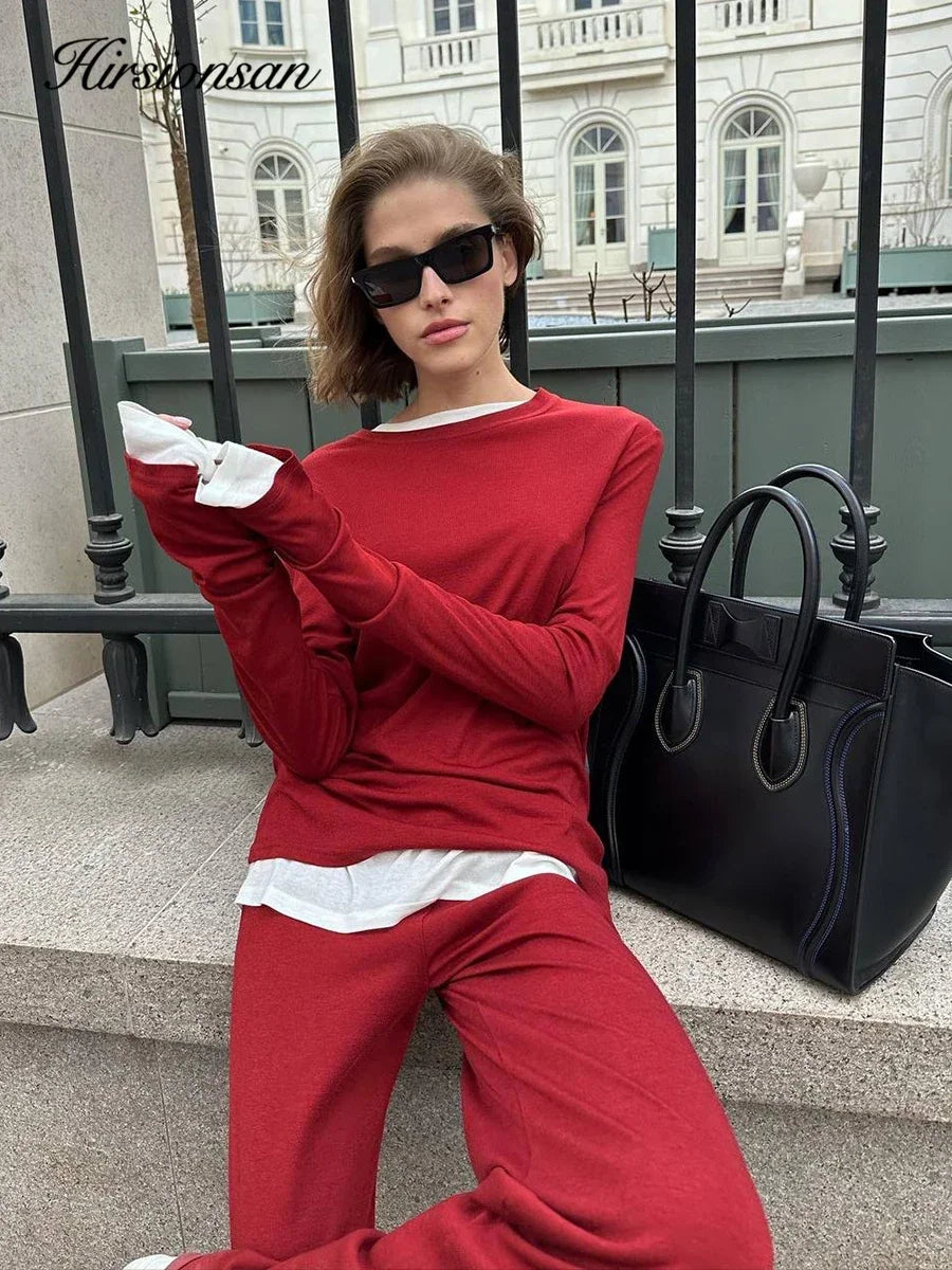 Hirsionsan Modal Soft Loose Sets Women 2026 Casual Two Pieces Long Sleeve T Shirts and High Waist Dresses Outfits Tracksuit - Matrix-studios.com