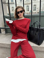 Hirsionsan Modal Soft Loose Sets Women 2026 Casual Two Pieces Long Sleeve T Shirts and High Waist Dresses Outfits Tracksuit - Matrix-studios.com
