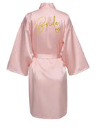 Wedding Party Team Bride Robe Kimono Satin Pajamas Bridesmaid Bathrobe Gold Letter SP089 - Matrix-studios.com