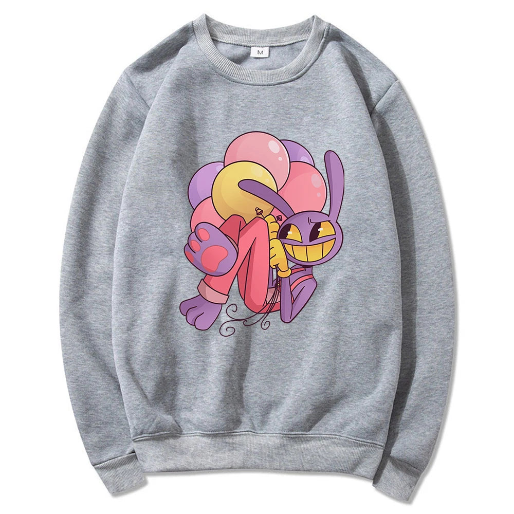 Digital Circus Jax Hoodie Fashion Women Aesthetic Graphic Kawaii Rabbit Hug Balloons Hoodies Unisex Cartoon Pullover Sweatshirts - Matrix Studios