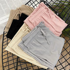 2026 Women Ankle-Length Wide Leg Pants Casual Summer Solid Elastic Waist Loose Ice Silk Pants Spring Summer Female Trousers - Matrix-studios.com