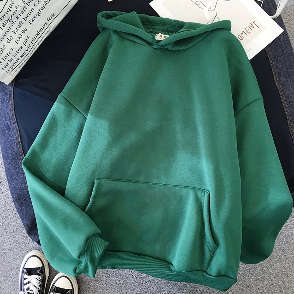 Unisex Oversized Hoodie Minimalist Solid Color French Pullover Women Streetwear Essentials Unisex Couple Hooded Sweatshirt - Matrix Studios