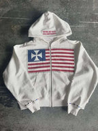 Autumn new national flag minimalist design color collision pattern men hooded sweatshirt Harajuku Y2k loose zipper sweatshirt - Matrix Studios