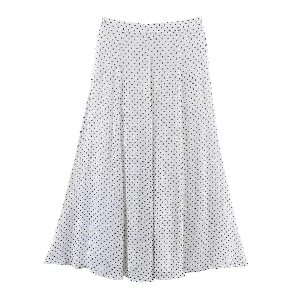 KONDALA Vintage Polka Dot Women Sets Chiffon Bow Tie Loose Blouses Loose Long Skirts Fashion 2026 Spring Summer Holiday Suits - Matrix-studios.com