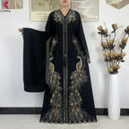 2026New Dubai Muslim Women Modest Dress Diamond Chiffon Elegant Arabic Femme Hijab African Abaya Islamic Long Sleeve Turkey Robe - Matrix-studios.com