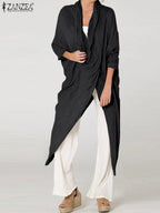 ZANZEA 2025 Fashion Blouses Autumn Women Tops Vintage Long Shirts Casual Solid Cowl Neck Long Sleeve Asymmetrical Party Blusas - Matrix-studios.com