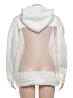 Sisterlinda Hooded Harajuku Sweatshirt Women Autumn Trend Backless ShinyThrea Mesh Patchwork Casual Street Hipster Pulloverr - Matrix-studios.com