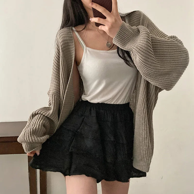 Slouchy Cardigan Knitted Drop Shoulder Long Sleeve Ribbed Open Front Sweater Jacket Women Teen-girl Fall Winter Basic Outfit - Matrix Studios