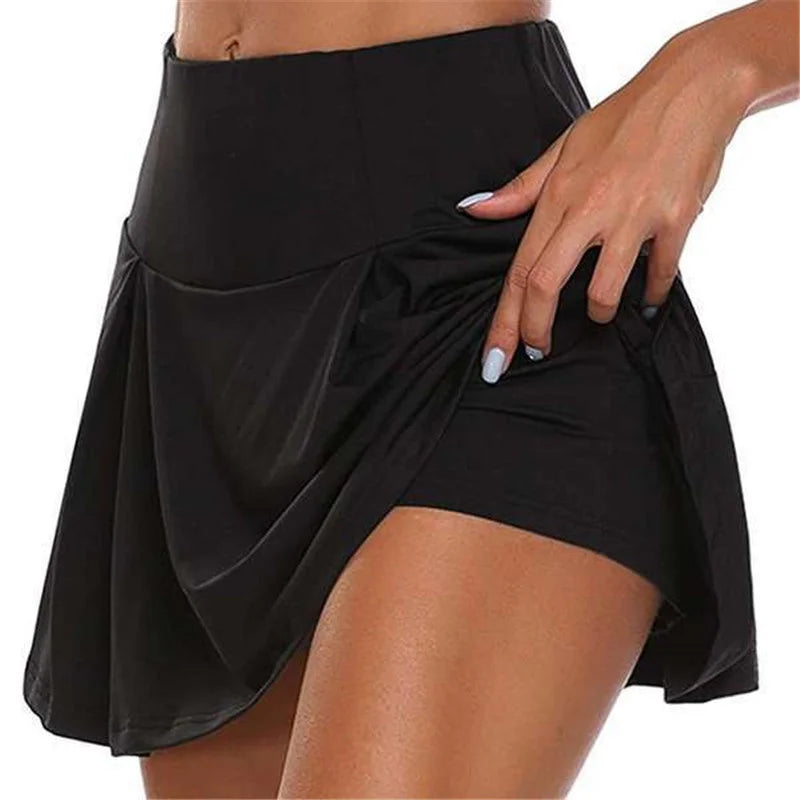 Summer Women Sprints Tennis Dance Fitness Short Skirts Quick Drying Solid Female Lining High Waist Mini Skirts Shorts DF4987 - Matrix-studios.com