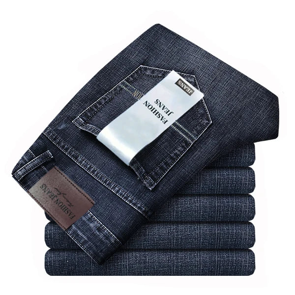 2026 New Style Business Men's Jeans Casual Straight Stretch Fashion Classic Blue Black Work Pant Denim Trousers Male Clothing - Matrix Studios