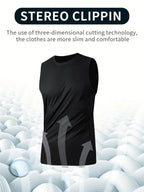 Men's Sports Vest Black 5-Piece Breathable Round Neck Slightly Elastic Fabric Pure Color Suitable for Spring, Summer and Autumn R - Matrix Studios