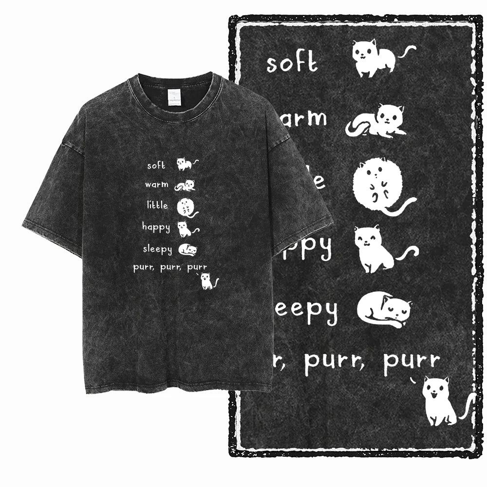 COOLMIND DB cat Printed Cotton Acid Washed Exclusive Graphic Unisex T Shirt Cool Streetwear Men Tshirts Big Size Tee for men