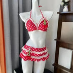 Women Beach Style Bikini Swimwears 2-Piece Tankini Suits Halter V-Neck Tie Cami Top Bodycon Contrast Waistband Swim Beachwear - Matrix-studios.com