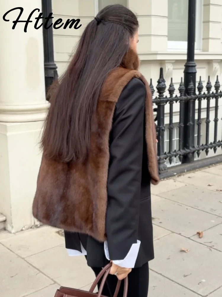 Chic Turtleneck Fur Vest Women All-matching Solid Sleeveless Fluffy Cozy Vests Female 2025 Autumn Winter Lady Layering New - Matrix Studios