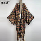 WINYI 2026 Summer Women Cardigan stitch Cocktail sexy Boho Maxi African Holiday Batwing Sleeve Silk feeling Robe kimono kaftan - Matrix Studios