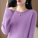 2026 Women Sweaters Autumn Winter Long Sleeve Pullovers O-neck Stripe Warm Pullover Korean Fashion Bottoming Shirts Loose Jumper - Matrix Studios