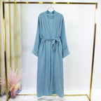 2pics Muslim Sets Muslim Jilbab Two Pieces Women Out Abaya Loose Cardigan Coat Sleeveless Inner Dress Prayer Clothing with Belt - Matrix-studios.com